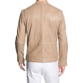 thumbnail image 2 of Men's Genuine Lambskin Beige Leather Jacket Slim fit Motorcycle jacket A682, 2 of 3