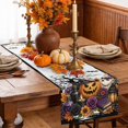 thumbnail image 6 of Fall Halloween Table Runner - 72 Inch Long Orange Pumpkins Wizard Hats Floral Bats Horror Cotton and Linen Blended Dress Scarves Farmhouse Table Runner for Kitchen Dining, Coffee Table, 13" x 72", 6 of 8