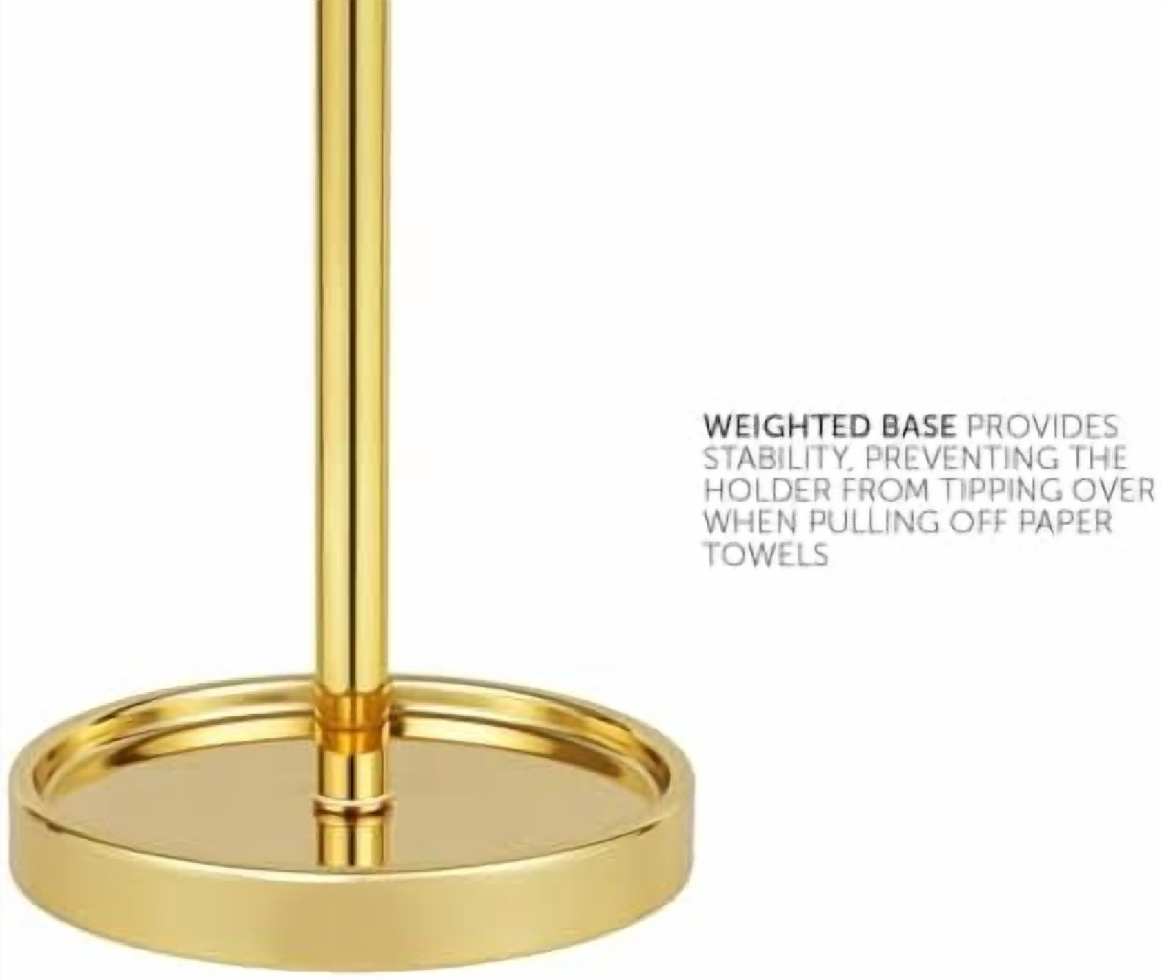 Countertop Paper Towel Holder - Modern Bell End Minimalist Design - Color Gold Polished