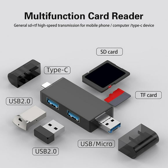WIFKLSIIPG Micro SD Card Reader for Android Micro SD Card to USB Adapter USB C SD Card Reader for Camera Memory Card Reader Wansurs 6 in 1 SD Card Reader