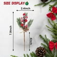 thumbnail image 2 of 10Pcs Red Berry Stems Floral Pine Cones Christmas Artificial Pine Branches Evergreen Branch Berries Decor, 7.9Inch, 2 of 6