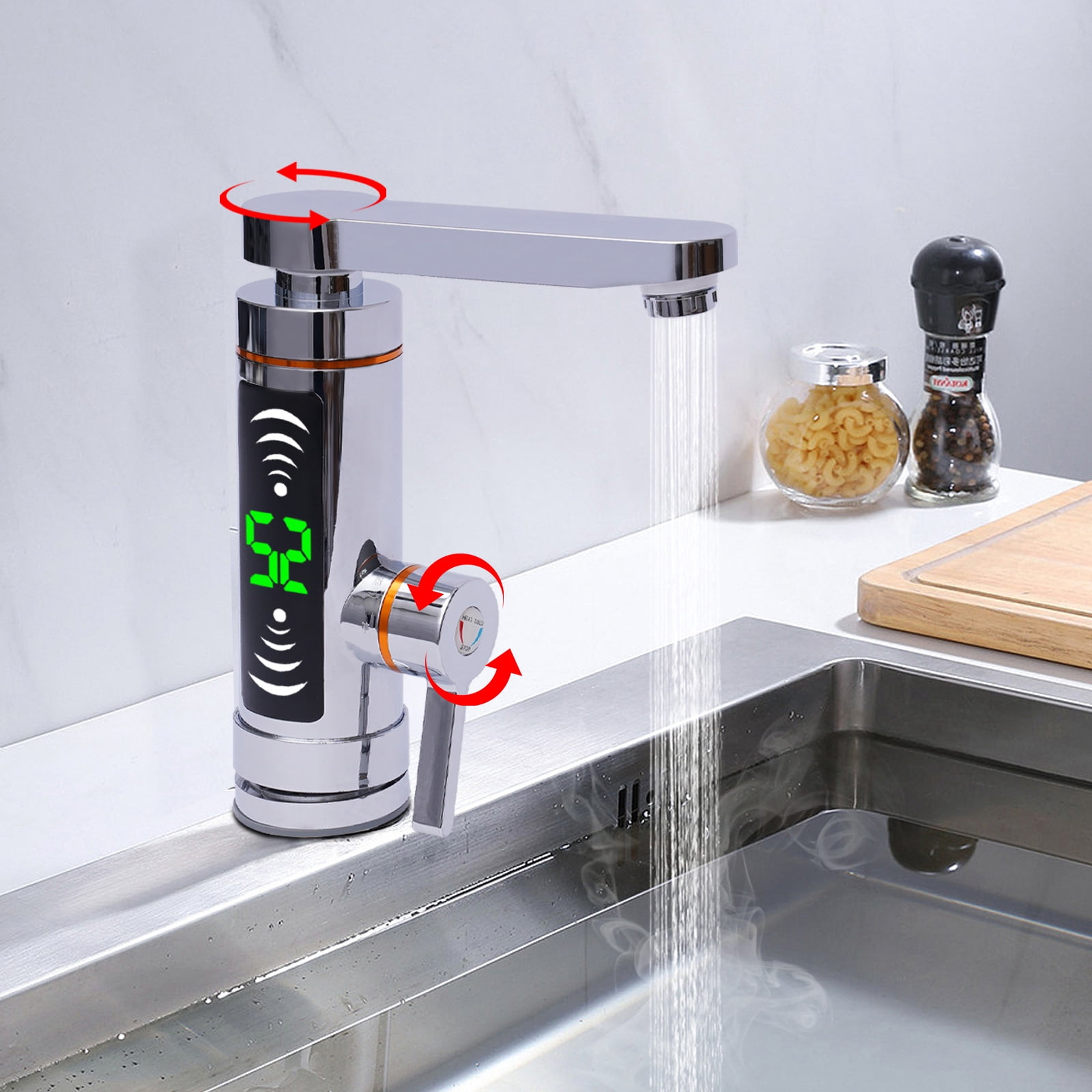Miumaeov 110V Electric Water Heater Faucet Instant Water Faucet Fast Heating Tap with LED Digital Display Rotatable Bathroom Kitchen