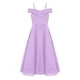 thumbnail image 2 of Kids Girls Chiffon Party Dress Off-the-Shoulder A-Line Floor Length Dresses Lavender 16, 2 of 5