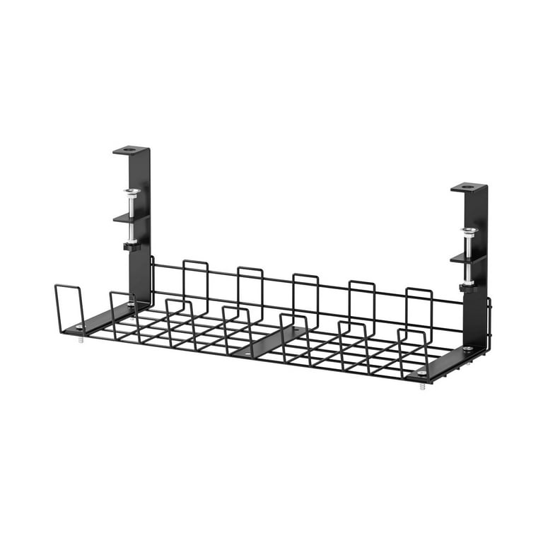 Under Desk Cable Management Tray No Drill - Cable Management Under Desk -  Rotary Design, Under Desk Wire Organizer (Under Table Cable Management -  15.4*4.9*6.3in) 