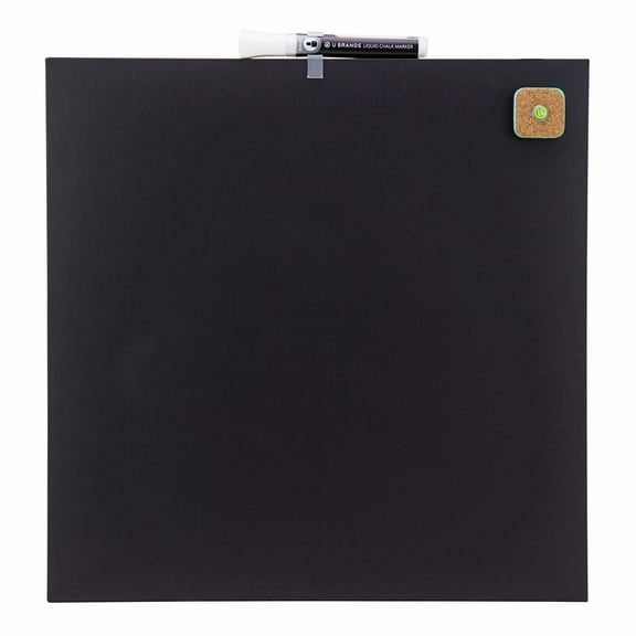 U Brands 14 x 14 x 1 in. Magnetic Chalkboard, Frameless, Black Painted Steel Surface