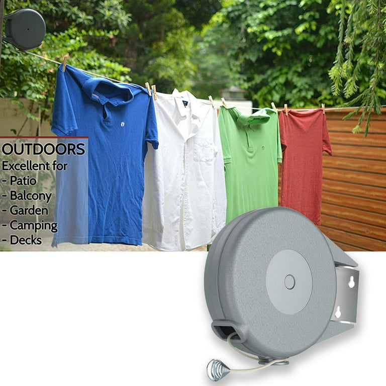 EVEXPLO Retractable Clothesline Portable Heavy Duty Indoor and Outdoor  Washing Line PVC Retracting Clothes Line with Wall Mount 