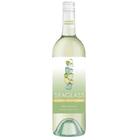 Seaglass Alcohol-Removed Pinot Grigio – Refreshing Non-Alcoholic White Wine with Stone Fruit, Honeysuckle & Floral Aromas – Crisp & Clean Finish – 750ml Bottles - 1 Pack