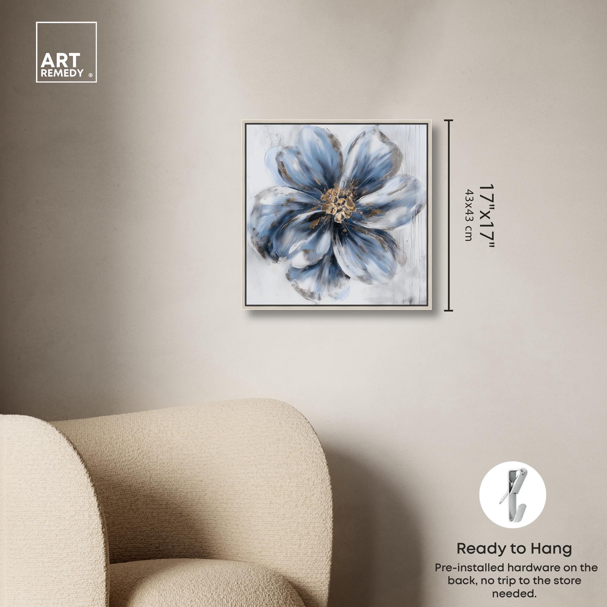 Frosted Elegance I Canvas Flower Art by Art Remedy, Silver Frame, 16" x 16"