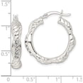thumbnail image 3 of Sterling Silver Cz Twisted Scalloped Hoop Earrings (26.6 X 25.9) Made In India qe15879, 3 of 5