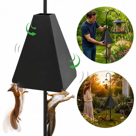 Heavy Duty Chew Proof PP Squirrel Baffle, Squirrel Proof Guard for Bird Feeder Pole & Shepherd Hook, Raccoon Wildlife Stopper