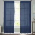 thumbnail image 3 of Navy Blue Semi Sheer Curtains 84 Inch Length 2 Panels Set, Modern Pure Navy Blue Sheer Kitchen Curtain Privacy Voile Window Curtain for Living Room Bedroom Rod Pocket Drapes, 3 of 7