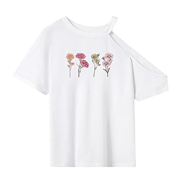 Camiseta básica para mujer, clásica, cómoda, cuello redondo, para senderismo, compras M