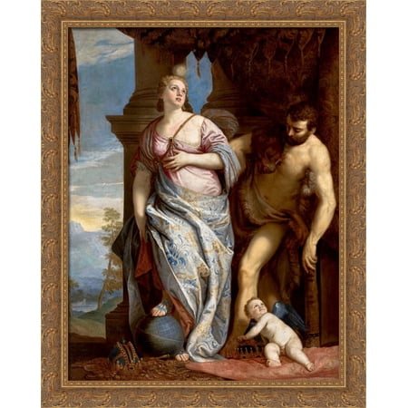 Allegory of Wisdom and Strength( The Choice of Hercules or Hercules and Omphale) 28x36 Large Gold Ornate Wood Framed Canvas Art by Paolo Veronese