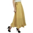 thumbnail image 4 of Phagun Women's Cotton Ruffled Self Belt Solid Magic Wrap Hippie Skirt-Beige, 4 of 6