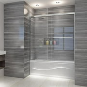 Sunny Shower Bypass Sliding Bathtub Shower Door Enclosure 1/4 in. Clear Tempered Glass Chrome Finish