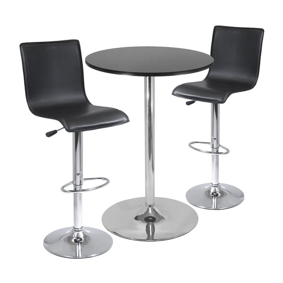 Winsome Spectrum Pub Table & Stools, 3PC Set, Black & Chrome