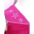 thumbnail image 5 of Aiihoo Kids Girls Tassel Jazz Dance Outfits Fringe Sequin Tops Skirt with Built-in Shorts And Oversleeves Western Cowgirl Wear Hot Pink 14, 5 of 7