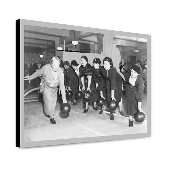 Canvas Print: Floretta Mccutcheon Demonstrates The Proper Way To Hold A Bowling
