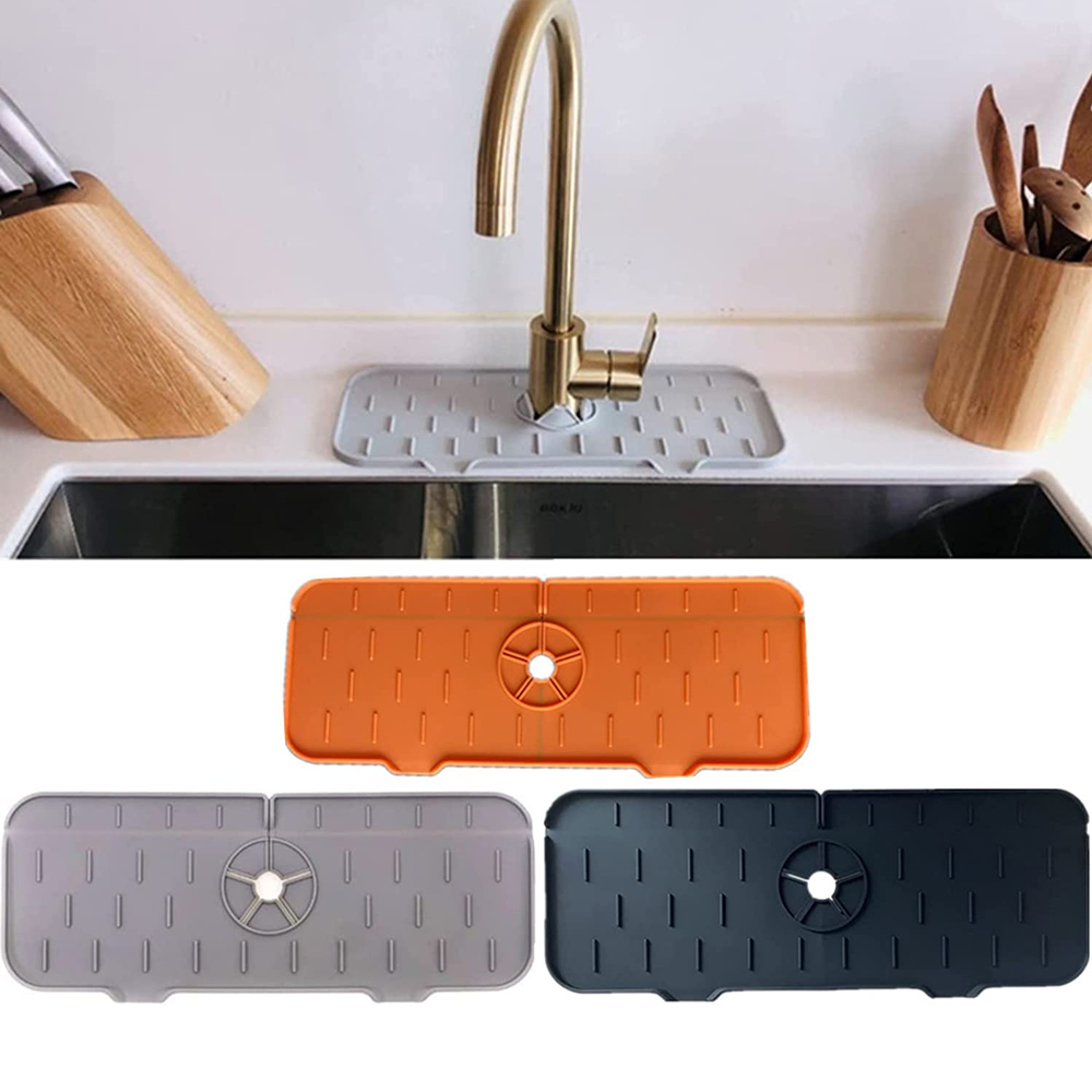 3PCS Silicone Sink Faucet Mat for Kitchen Sink Splash Guard, Bathroom  Faucet Water Catcher Mat, Sink Draining Pad Behind Faucet, Drip Protector  Splash Countertop Protection Rubber Drying Pad 