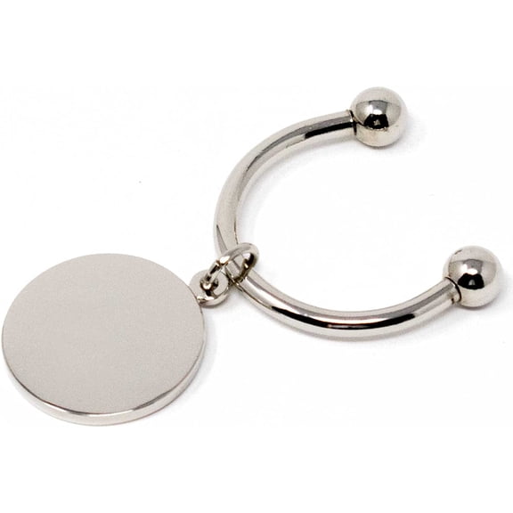Silver Round Horseshoe Screwball Keychain with Single-Side Easy-Open Key Holder