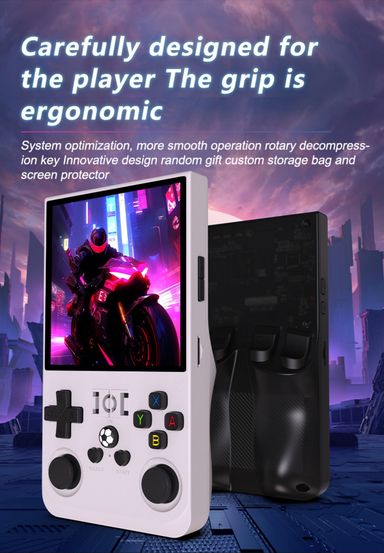 R36MAX open source handheld game console, 4.0-inch 3D large screen, GBA dual joystick, arcade nostalgia,black,128G
