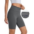 thumbnail image 2 of Rosvigor 2 Pack Women’s Biker Shorts 8" High Waisted Yoga Shorts with Pockets No Front Seam Workout Running Gym Athletic Shorts, 2 of 8
