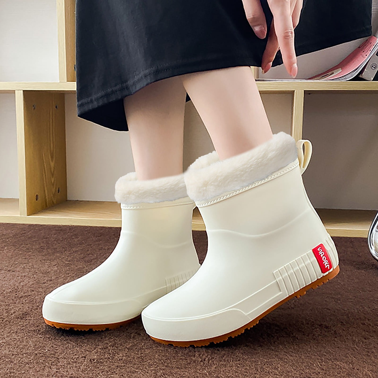 IUJSOY Women's Ankle Rain Boots Rubber Fishing Deck Boots Anti-Slip Short Waterproof Shoes Outdoor