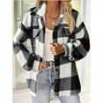 thumbnail image 2 of Edvintorg Womens Winter Jacket Fashion Plaid Lapel Casual Coat with Pocket Long Sleeve Button Outerwear Chaquetas De Mujer Black A M, 2 of 4