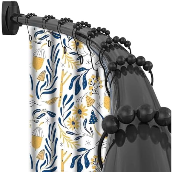 Black Curved Shower Rod: 33-78" adjustable (stainless steel; no-drill; bathroom/bar stall), 221 – Home Decor, Kitchen, & Other