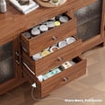 thumbnail image 3 of EliteEdge 54.4" Kitchen Buffet Sideboard Cabinet, Accent Storage Cabinet with 2 Frosted Glass Doors & 3 Drawers, Coffee Bar Table, TV Stand for Living Room, Dining Room, Entryway,Walnut, 3 of 6
