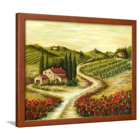 - Tuscan Road With Poppies Framed Print Wall Art By Marilyn Dunlap