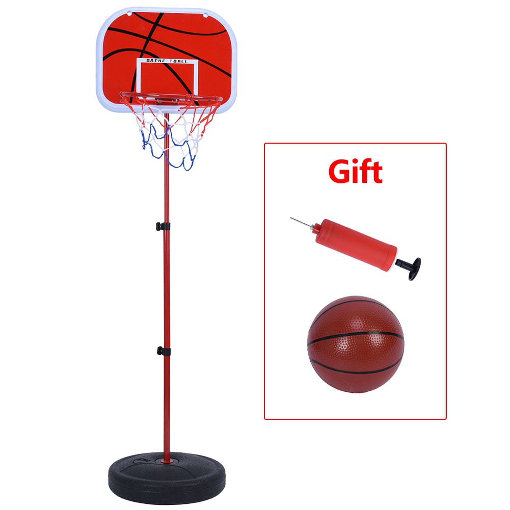Portable Kids Basketball Stand Set Basket Hoop Backboard Net with Ball Pump WT 