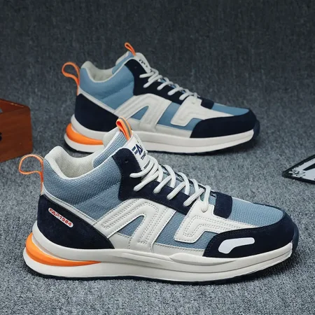 

Men‘s Fashion Color Block High Top Sneakers Casual Lace-up Skate Shoes