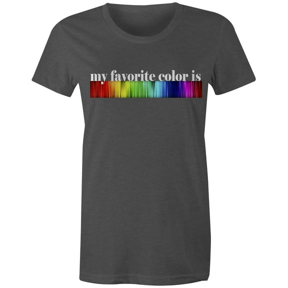9 Crowns Tees Women's My Favorite Color is Rainbow T-Shirt-Char Heather-3XL (Char Heather, Small)
