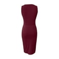 thumbnail image 4 of Vestido sexy de fiesta sin mangas con cuello en V, plisado y color liso para mujer, 4 of 4