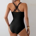 thumbnail image 4 of UTSJKR One Piece Swimsuit for Women Scoop Neck Swimwear Textured Double Straps Bathing Suit Sexy Backless Strap Bikini Swimsuit Black S, 4 of 5