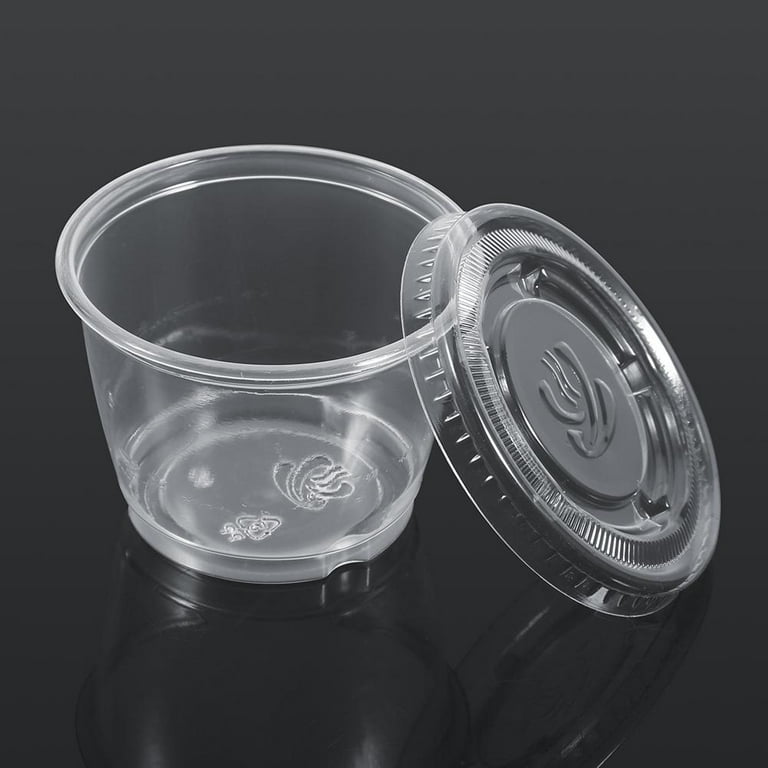 Mgaxyff Disposable Sauce Cup, Clear Sauce Cup,4 Sizes 50Pcs Disposable  Plastic Clear Sauce Chutney Cups Boxes With Lid Food Takeaway Hot