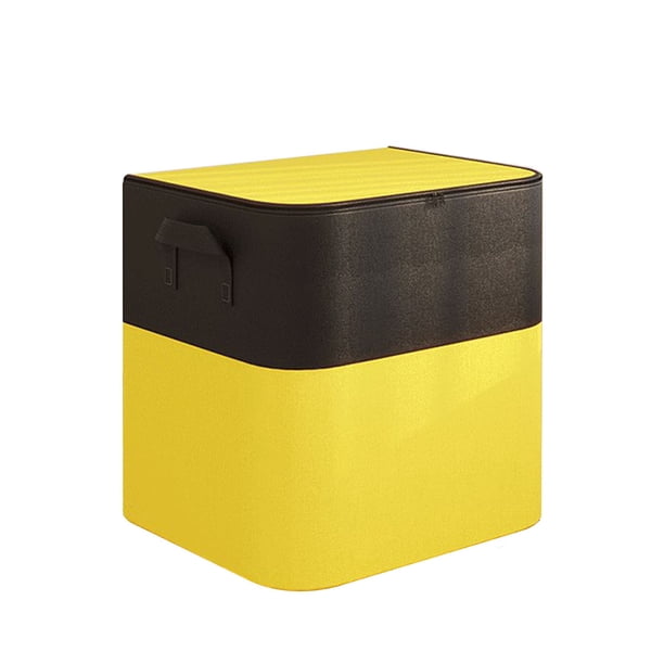 Bolsa de almacenamiento de gran capacidad con tapa | Organizador plegable de tela no tejida de 90 l para ropa, ropa de cama y juguetes | Diseño negro y amarillo