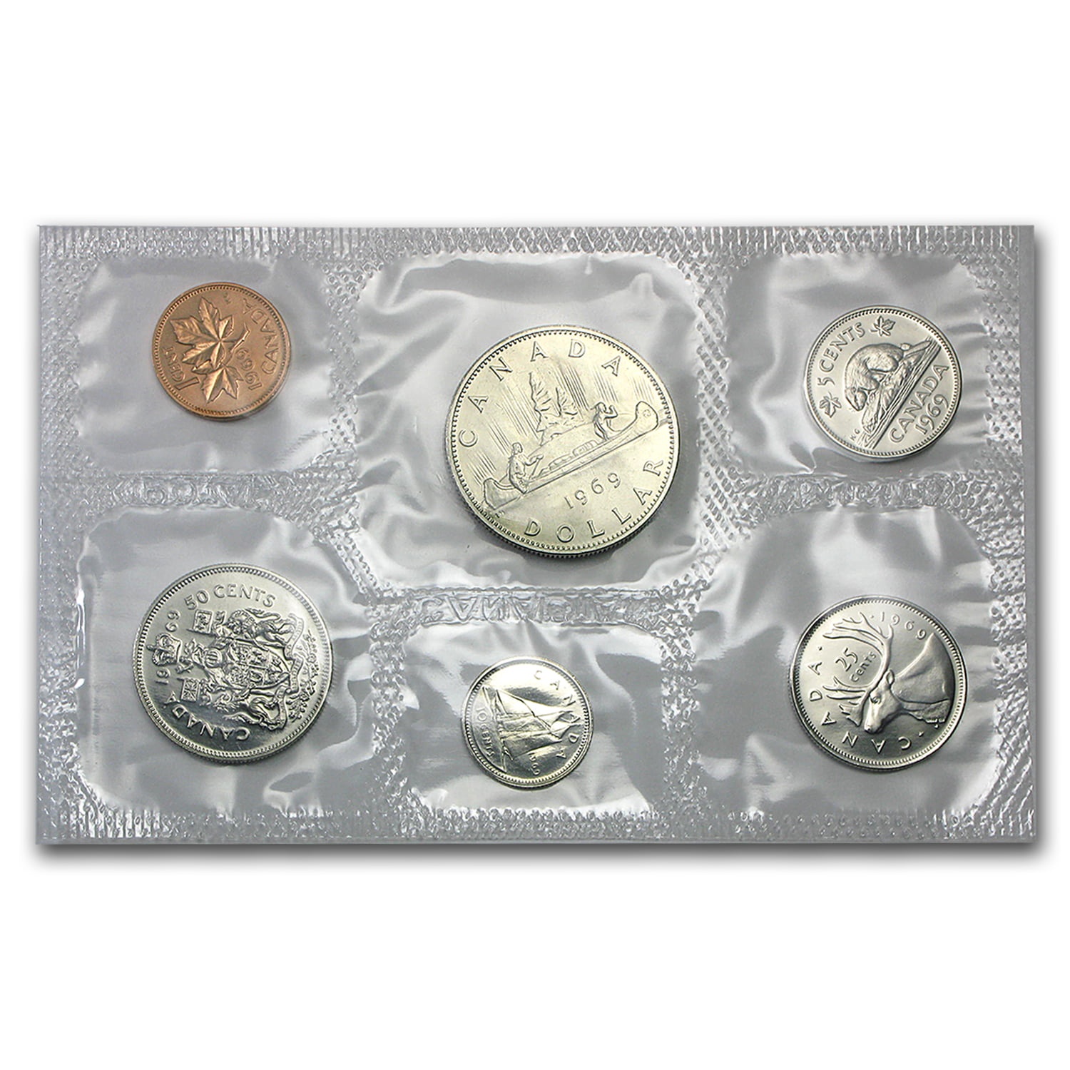 6 Coins UNC. 1969 Canada PL RCM Set 