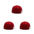thumbnail image 2 of tamizeot Fashion Skullcap 3 Stripes Print Retro Sailor INS Style Bucket Docker Caps Brimless Solid Color Hat Bonnet Dancing Red 3Set, 2 of 6