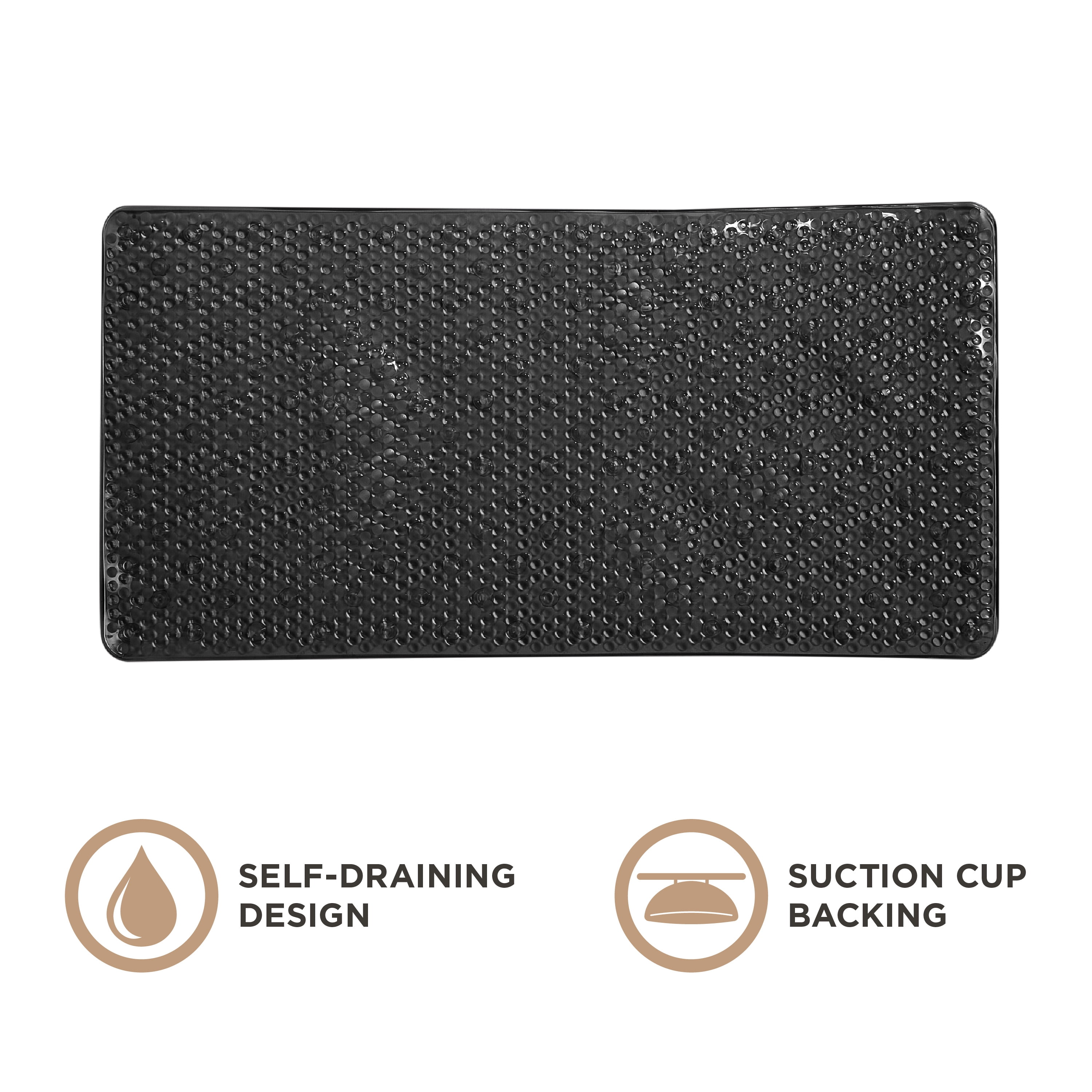 Bath Bliss PVC  Extra Long Aqua Gel Rectangular Bath Mat in Black
