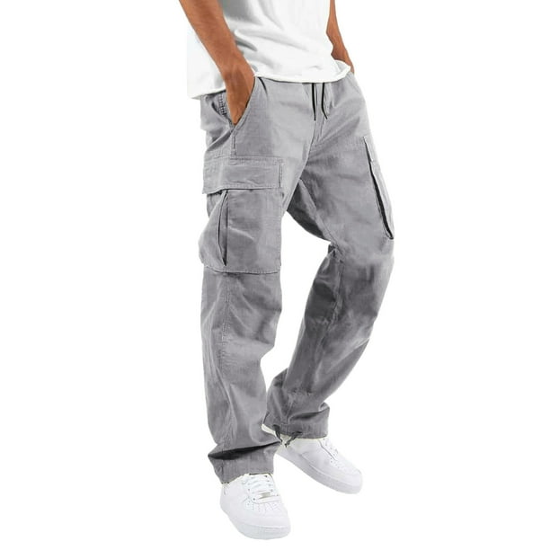 Pantalones cargo informales para hombre - Diseño deportivo con color en la cintura - Poliéster - Liso - Diario/Deportivo - Tallas EE. UU./Reino Unido/UE