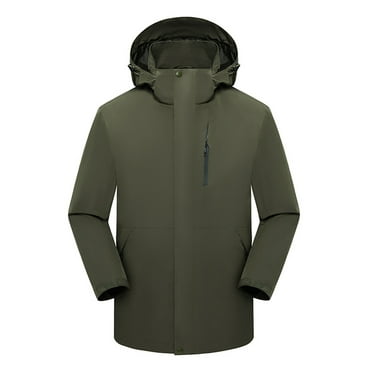 Men's Hooded Jacket Zipper Lightweight Waterproof Outdoor Raincoat Jacket for Hiking Travel Rain Jacket with Pockets