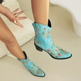 thumbnail image 6 of Mostsola Floral Embroidery Cowboy Boots for Women Snip Square Toe Ankle Boots Pull on Short Booties, 6 of 8