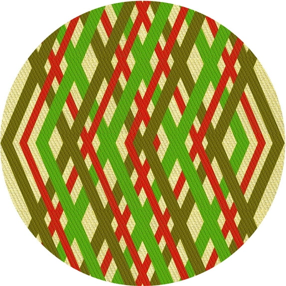 Ahgly Company Machine Washable Indoor Round Transitional YellowGreen Area Rugs, 3' Round