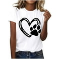 thumbnail image 5 of Pisexur Hauts pour Femmes T-Shirt Graphique de la Saint-Valentin - Col Rond Manches Courtes Imprimé Blanc,G, 5 of 5