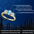 thumbnail image 2 of Gem Stone King 18K Yellow Gold Plated Silver Swiss Blue Topaz and White Topaz Engagement Ring for Women | 2.20 Cttw | Round 6MM | Gemstone November Birthstone | Size 6, 2 of 6