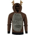 thumbnail image 1 of Mens Fleece Christmas Antlers Hooded Color Block Sweatshirt, 1 of 7
