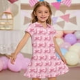thumbnail image 2 of CCRFTGI Girls Dresses Polo Dress Size 10-12 School Uniform Casual Bowknot Print Pleated Flare Skater Polo Dresses Back To School Summer Button Collared Pique Polo Dress Light pink 3-4 Years, 2 of 5