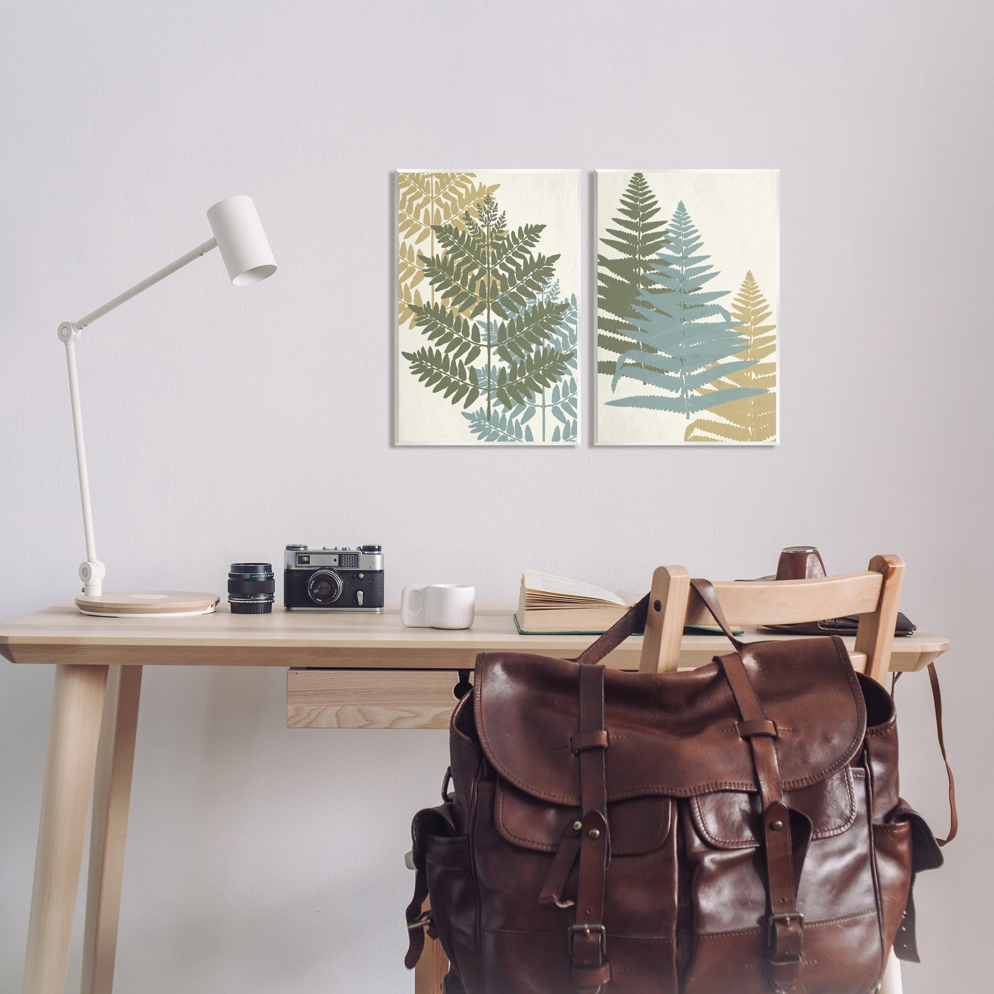 Stupell Industries Layered Fern Plants Botanical Leaves Muted Tones Graphic Art Unframed Art Print Wall Art, Set of 2, Design by Kim Allen